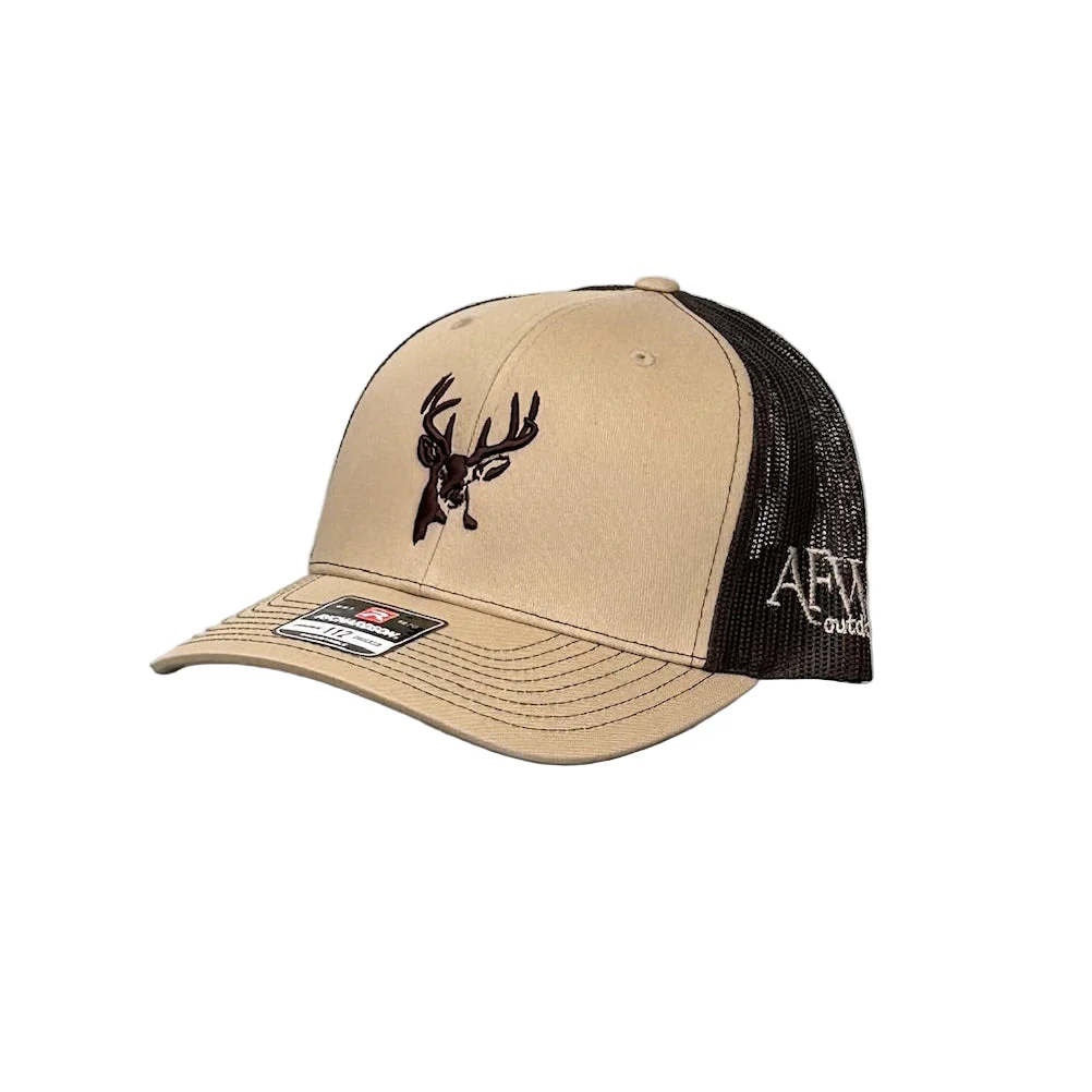 American Flyway Waterfowl 112 Khaki / Coffee Buck Logo Trucker - Image 4
