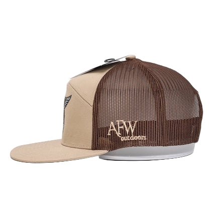 AF Waterfowl Specklebelly Pale Khaki & Brown 7 Panel Hat - Image 3