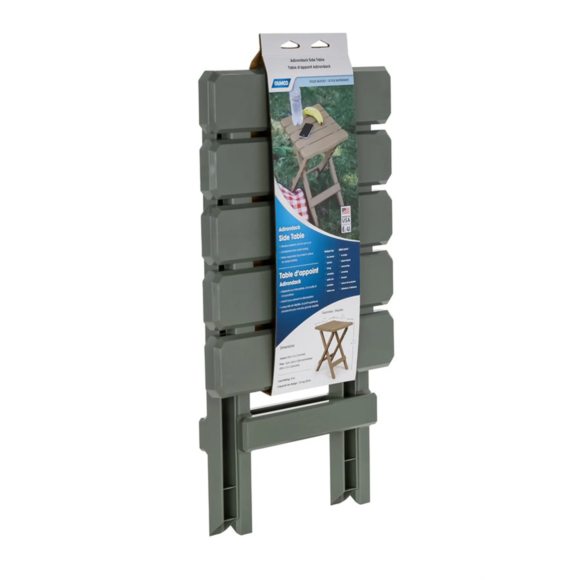 Camco Adirondack Outdoor Camping Small Plastic Folding Side Table, Sage (2 Pack) - Image 11