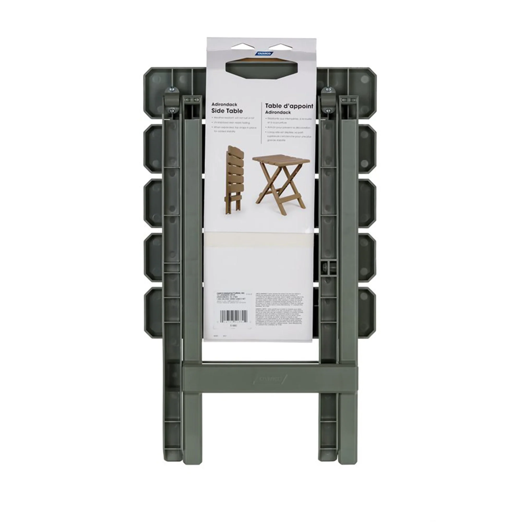 Camco Adirondack Portable Outdoor Camping Small Plastic Folding Side Table, Sage - Image 8