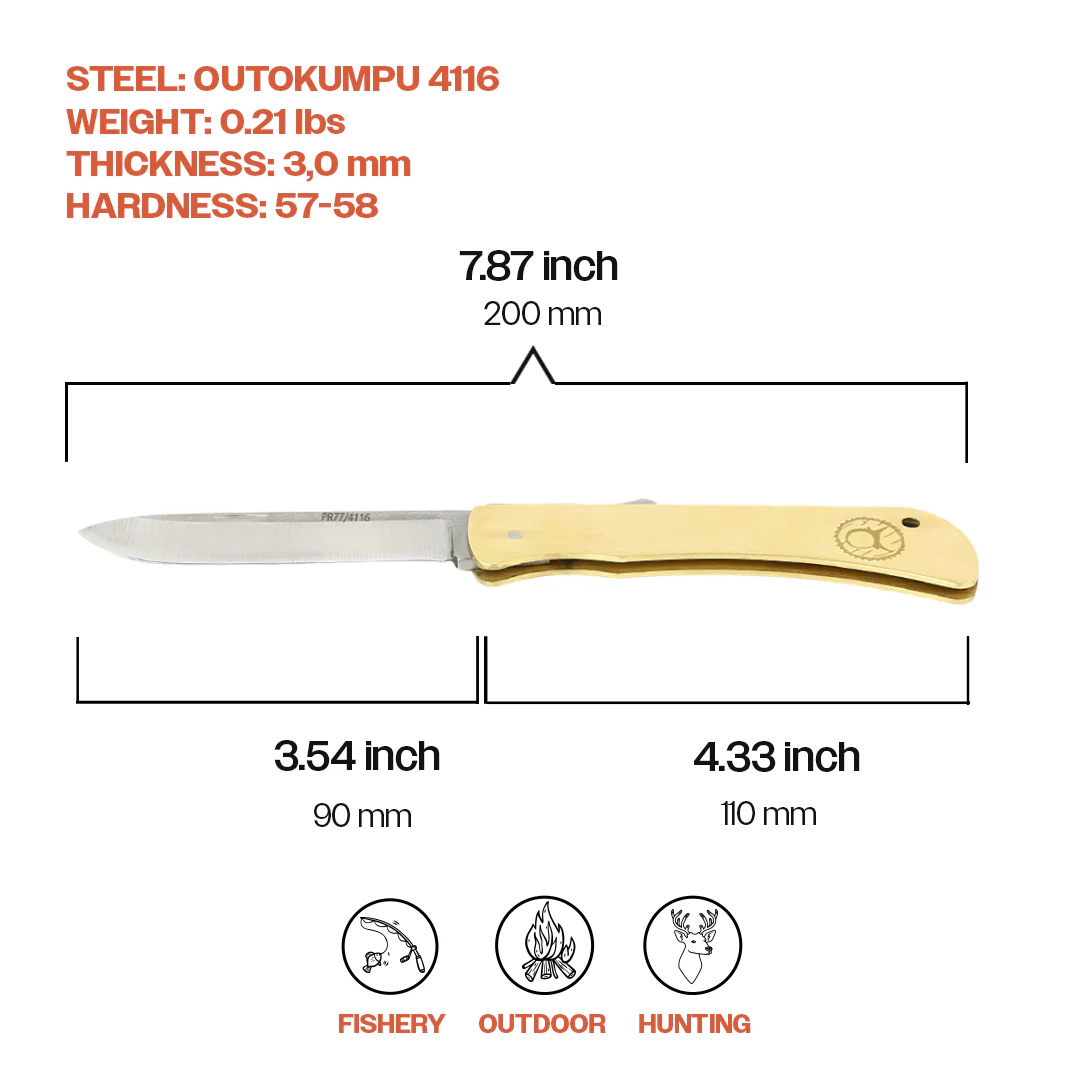 Kam Knife – PR77 - Brass Handle - Pocket Knife - Image 5