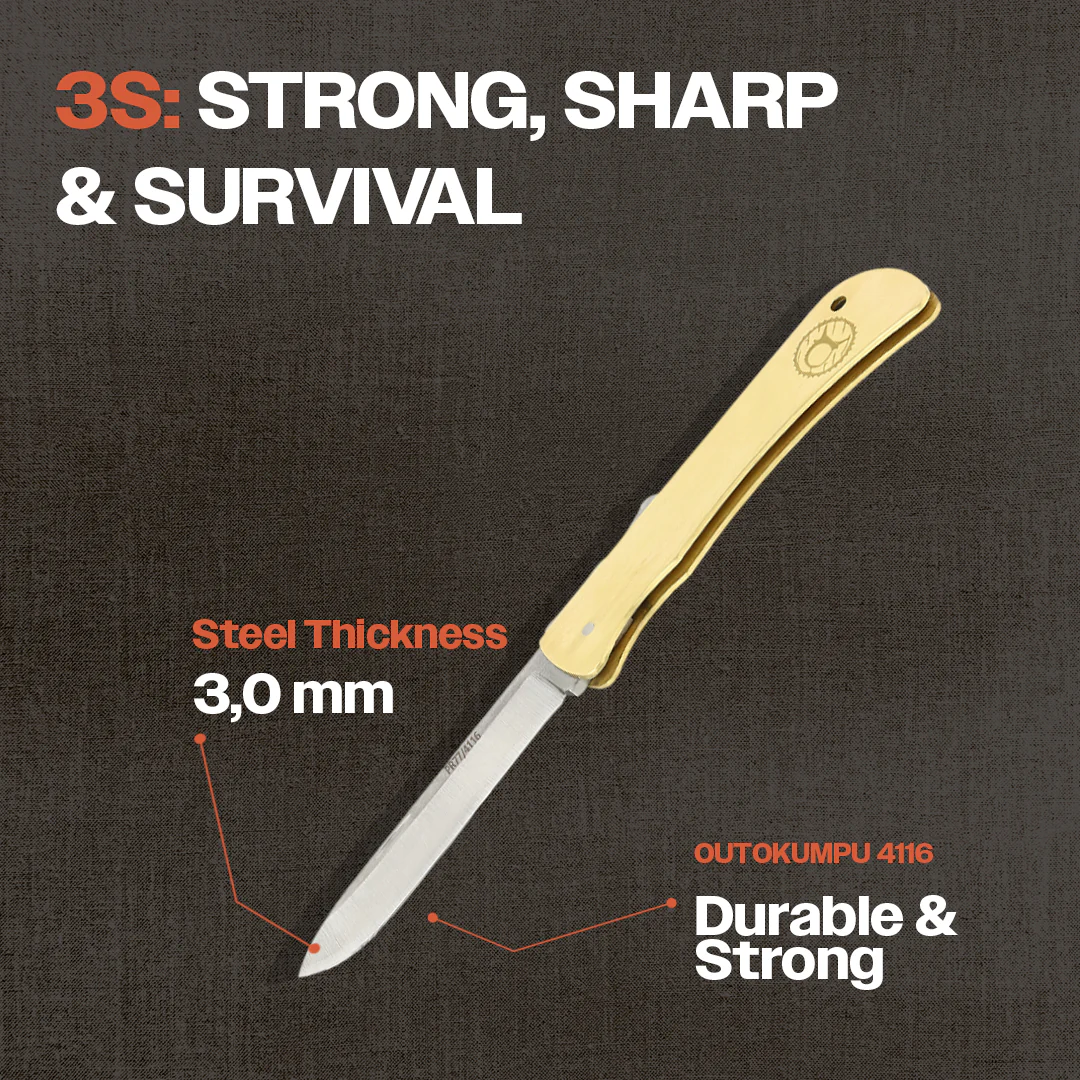 Kam Knife – PR77 - Brass Handle - Pocket Knife - Image 6