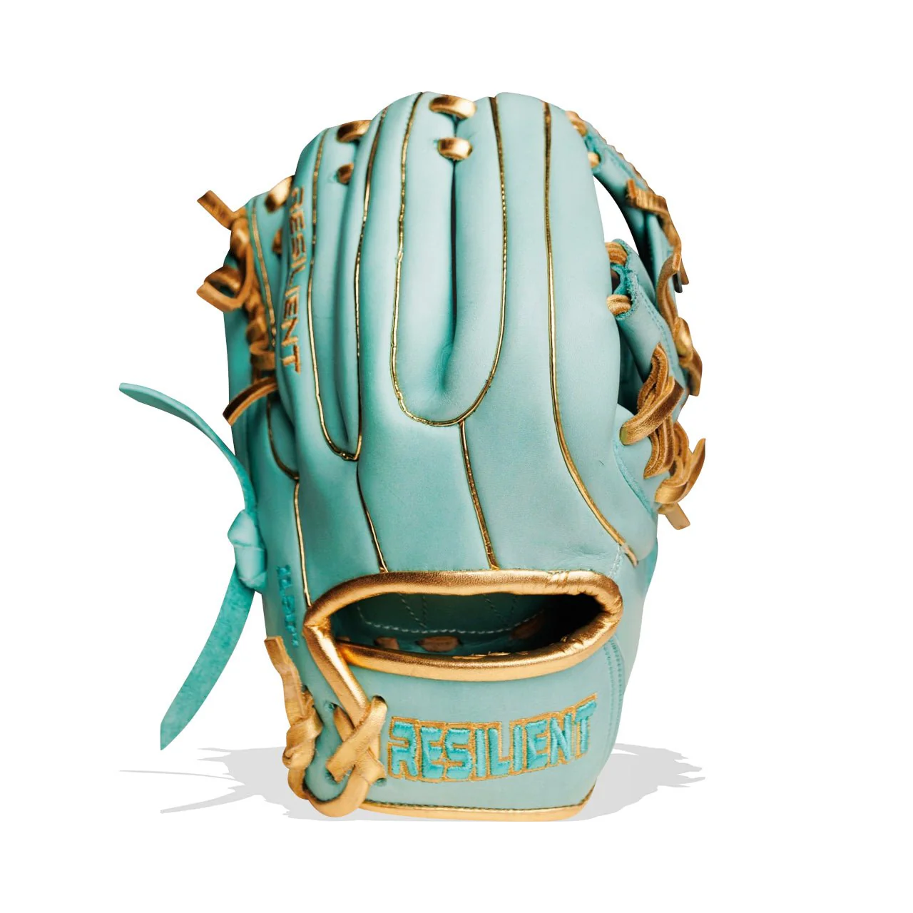 Resilient SFBL Relic MXT Series - Mint & Gold Baseball Glove - Image 3