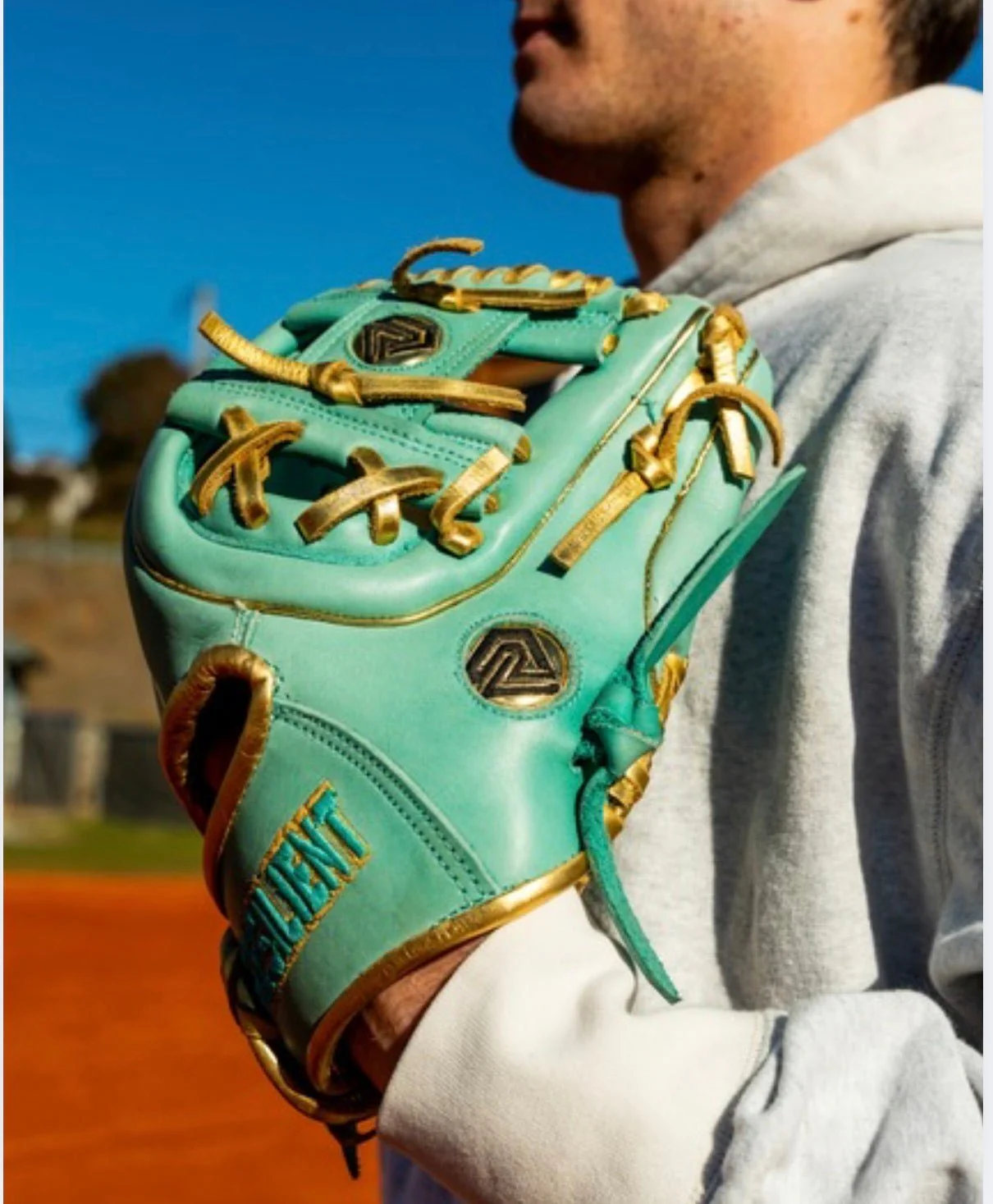 Resilient SFBL Relic MXT Series - Mint & Gold Baseball Glove - Image 7